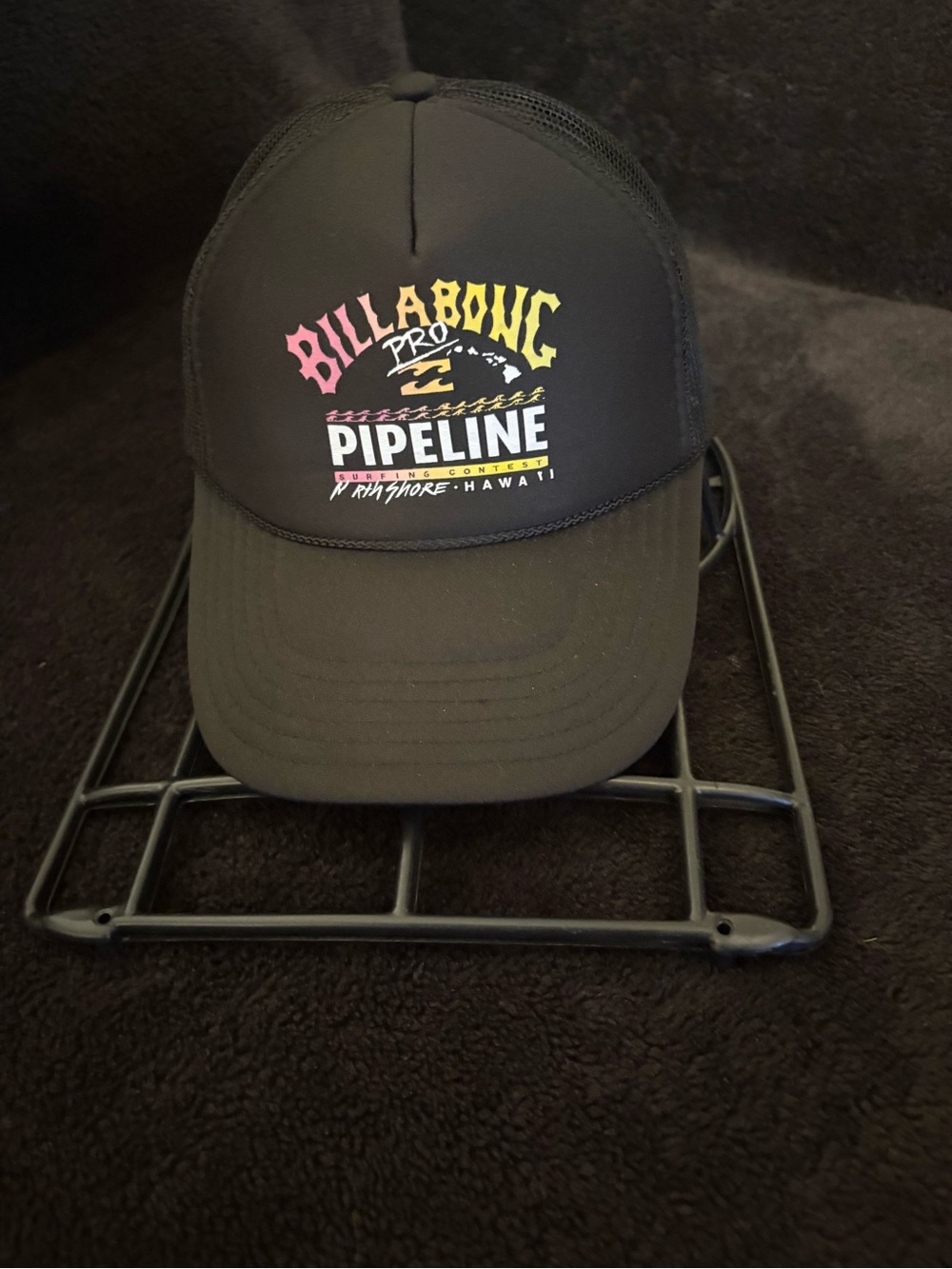 Billabong Pipeline Pro Trucker Hat NWOT Black Mesh Snapback North Shore Hawaii